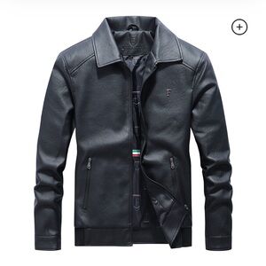 Men's Black Leather Jacket F collection size large
